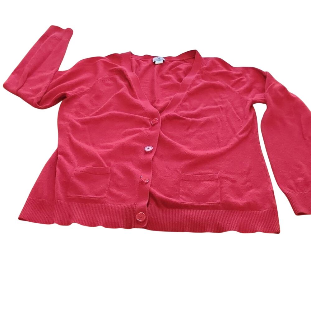 Worthington red sweater cardigan women's large